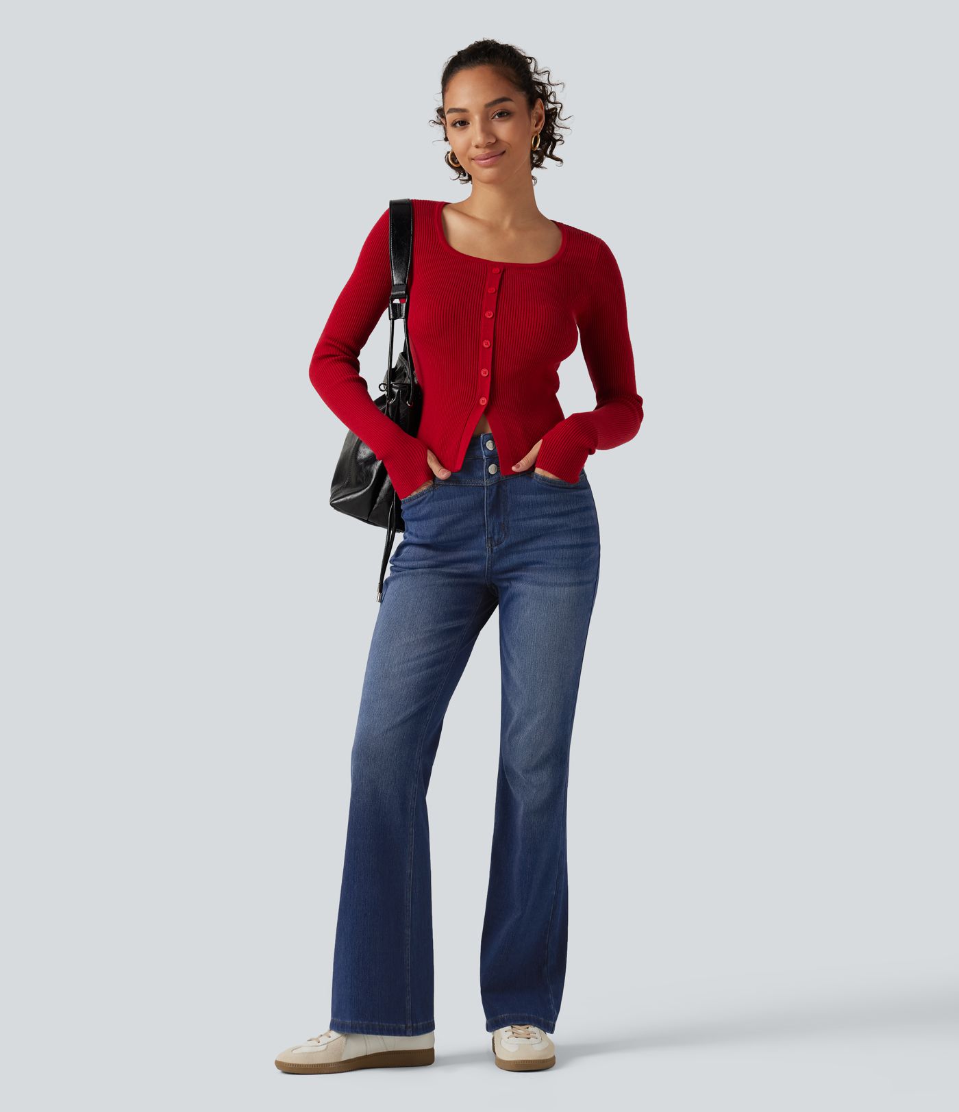 Halara Flex™ jeans bootcut de talle alto con bolsillos