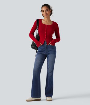 Halara Flex™ jeans bootcut de talle alto con bolsillos