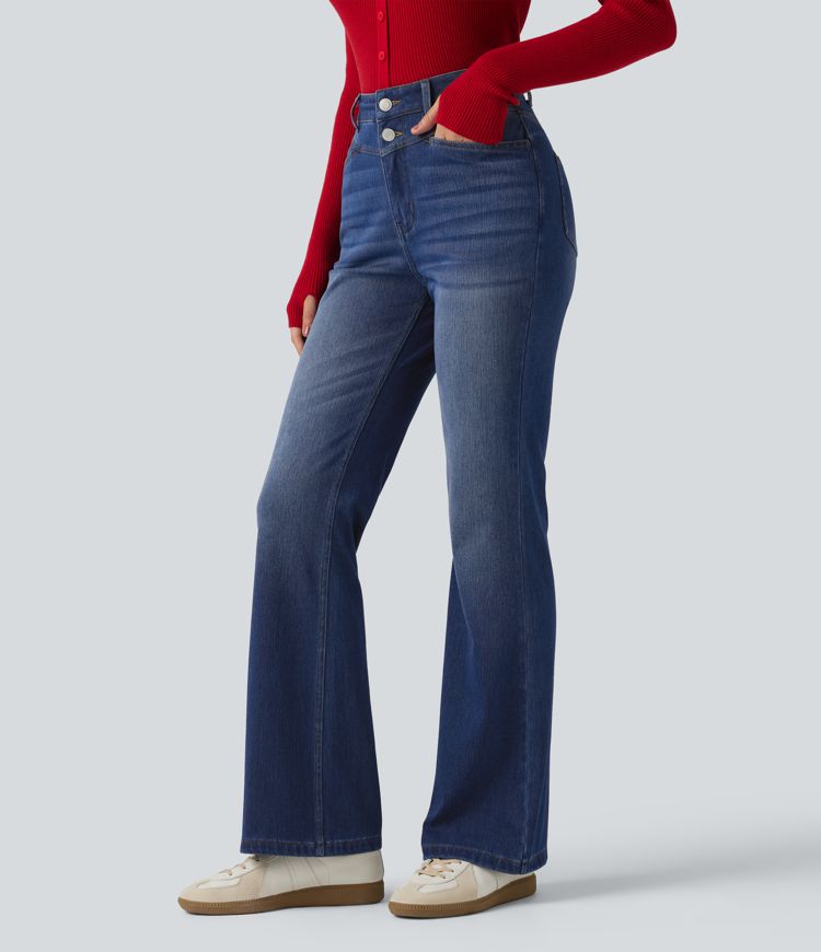 Halara Flex™ jeans bootcut de talle alto con bolsillos