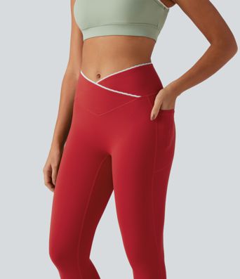 Halara UltraSculpt™ High Waisted Crossover Color Block Yoga Leggings with Pockets