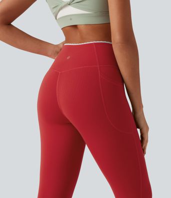 Halara UltraSculpt™ High Waisted Crossover Color Block Yoga Leggings with Pockets