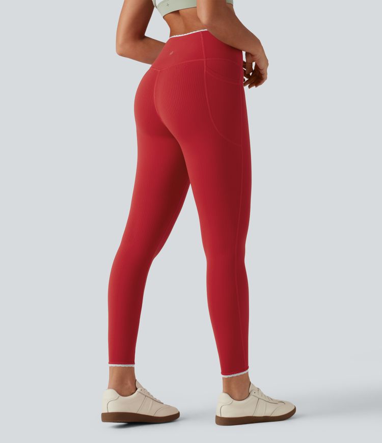 Halara UltraSculpt™ High Waisted Crossover Color Block Yoga Leggings with Pockets