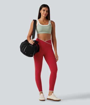 Halara UltraSculpt™ High Waisted Crossover Color Block Yoga Leggings with Pockets