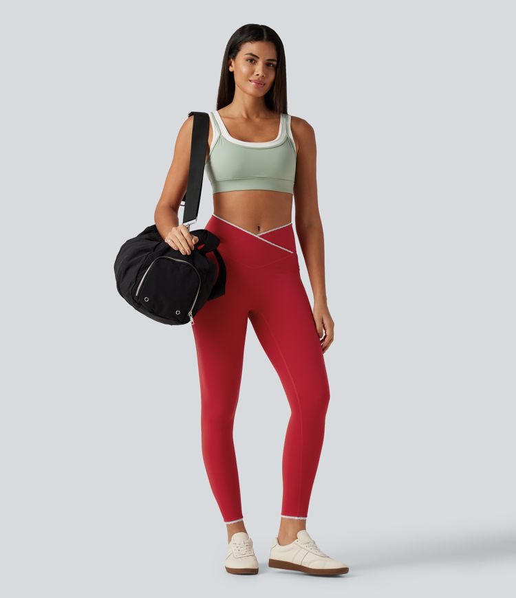 Halara UltraSculpt™ High Waisted Crossover Color Block Yoga Leggings with Pockets