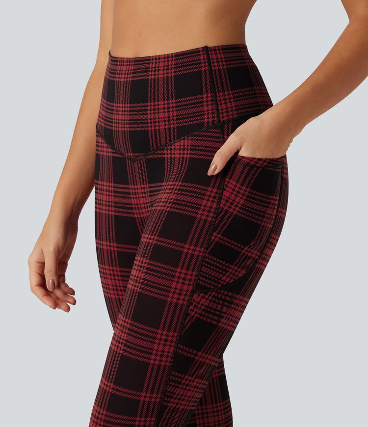 Legging de sport Halara UltraSculpt™ imprimé à carreaux, taille haute gainant et doublé polaire avec poches Legging de sport Halara UltraSculpt™ imprimé à carreaux, taille haute gainant et doublé polaire avec poches