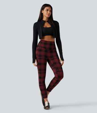 Legging de sport Halara UltraSculpt™ imprimé à carreaux, taille haute gainant et doublé polaire avec poches Legging de sport Halara UltraSculpt™ imprimé à carreaux, taille haute gainant et doublé polaire avec poches