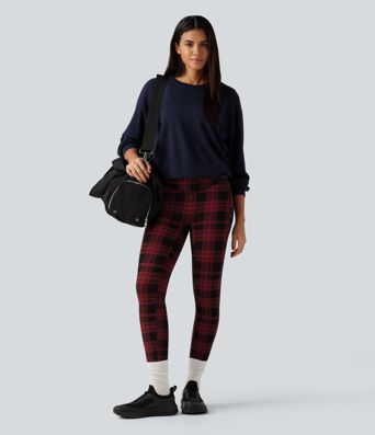 Legging de sport Halara UltraSculpt™ imprimé à carreaux, taille haute gainant et doublé polaire avec poches Legging de sport Halara UltraSculpt™ imprimé à carreaux, taille haute gainant et doublé polaire avec poches
