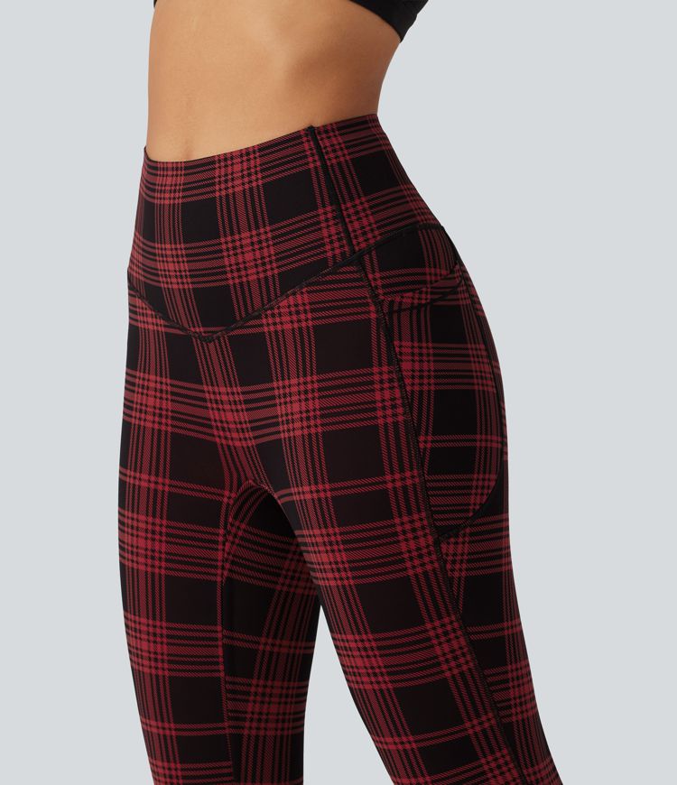 Legging de sport Halara UltraSculpt™ imprimé à carreaux, taille haute gainant et doublé polaire avec poches Legging de sport Halara UltraSculpt™ imprimé à carreaux, taille haute gainant et doublé polaire avec poches