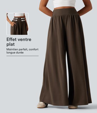 Pantalon baggy taille haute gainant avec poches