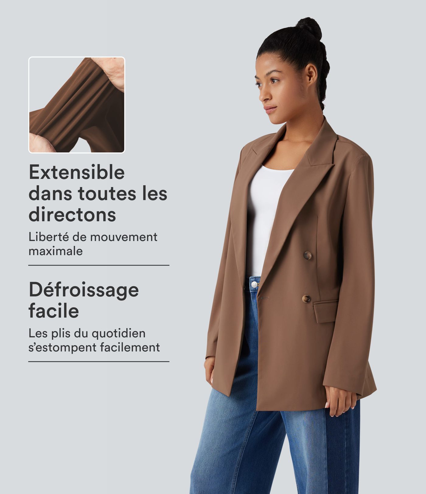 Langärmliger Arbeitsblazer mit gekerbtem Revers und Taschen Langärmliger Arbeitsblazer mit gekerbtem Revers und Taschen