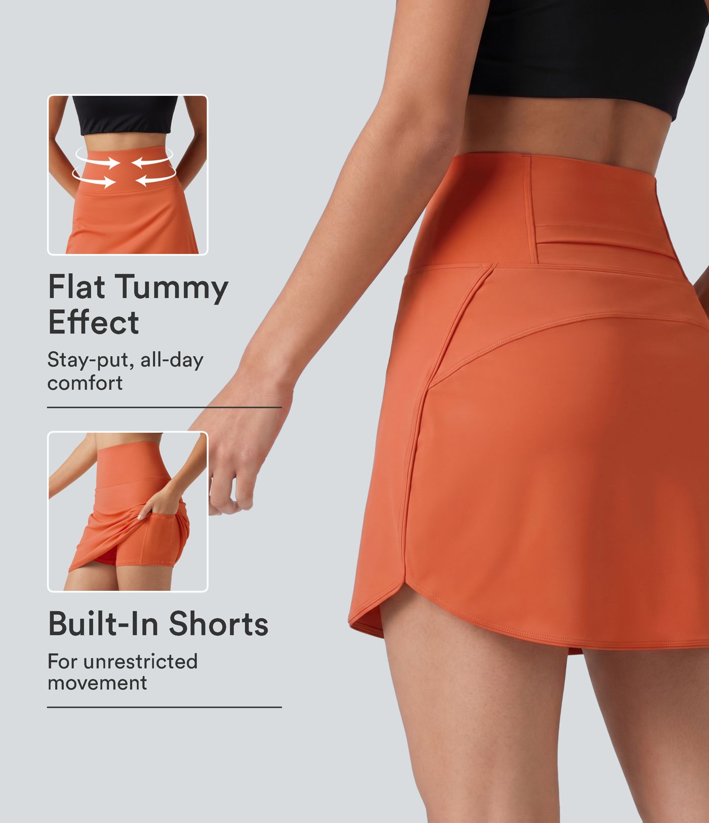 SoftlyZero™ Airy Super High Waisted Tummy Control Curved Hem 2-in-1 InstantCool Golf Mini Skirt with Pockets-Longer Length SoftlyZero™ Airy Super High Waisted Tummy Control Curved Hem 2-in-1 InstantCool Golf Mini Skirt with Pockets-Longer Length