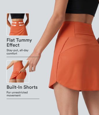 SoftlyZero™ Airy Super High Waisted Tummy Control Curved Hem 2-in-1 InstantCool Golf Mini Skirt with Pockets-Longer Length SoftlyZero™ Airy Super High Waisted Tummy Control Curved Hem 2-in-1 InstantCool Golf Mini Skirt with Pockets-Longer Length