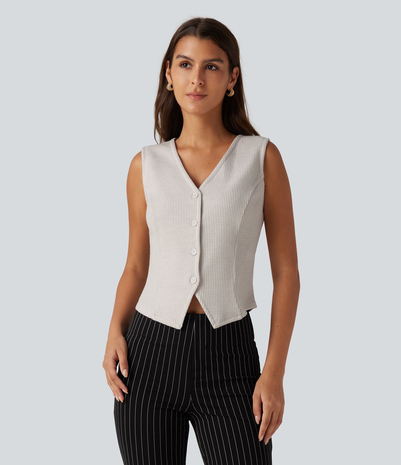 V Neck Waffle Work Vest