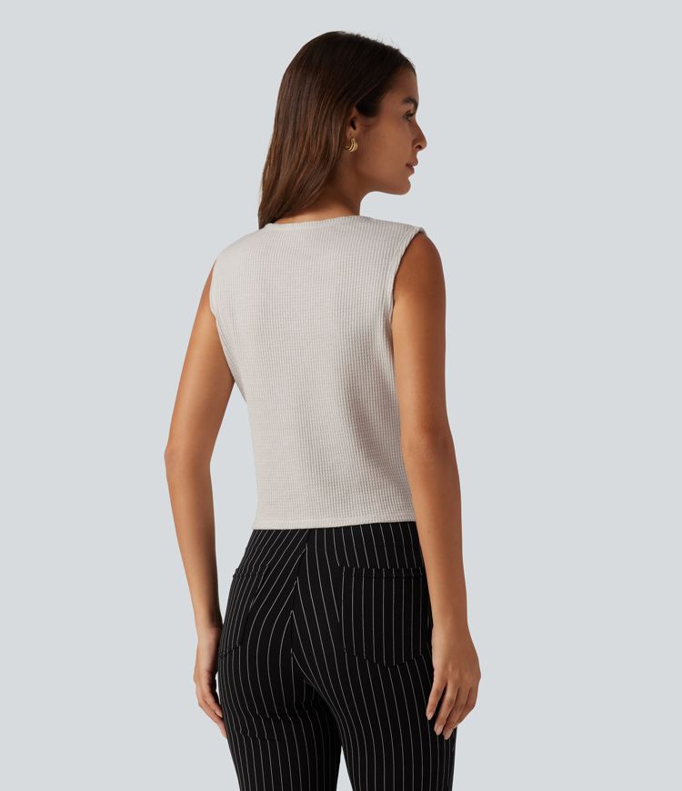 V Neck Waffle Work Vest