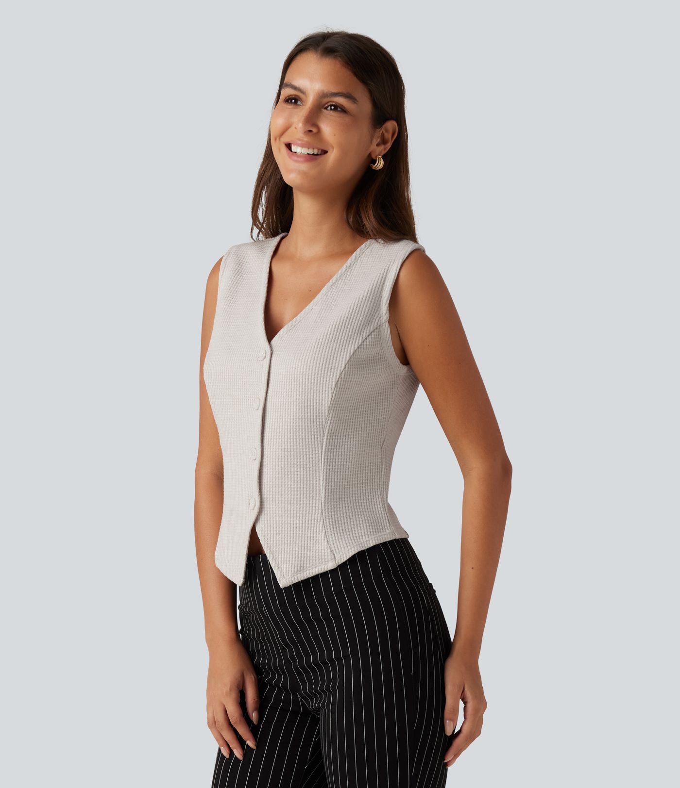 V Neck Waffle Work Vest