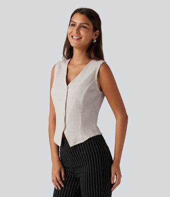 V Neck Waffle Work Vest