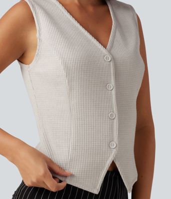 V Neck Waffle Work Vest