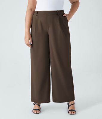 Pantalon de travail grande taille coupe droite taille haute Halara Flex™ DayStretch avec poches Pantalon de travail grande taille coupe droite taille haute Halara Flex™ DayStretch avec poches