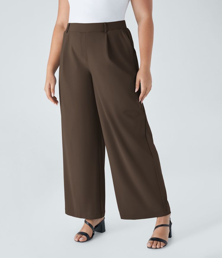 Pantalon de travail grande taille coupe droite taille haute Halara Flex™ DayStretch avec poches Pantalon de travail grande taille coupe droite taille haute Halara Flex™ DayStretch avec poches