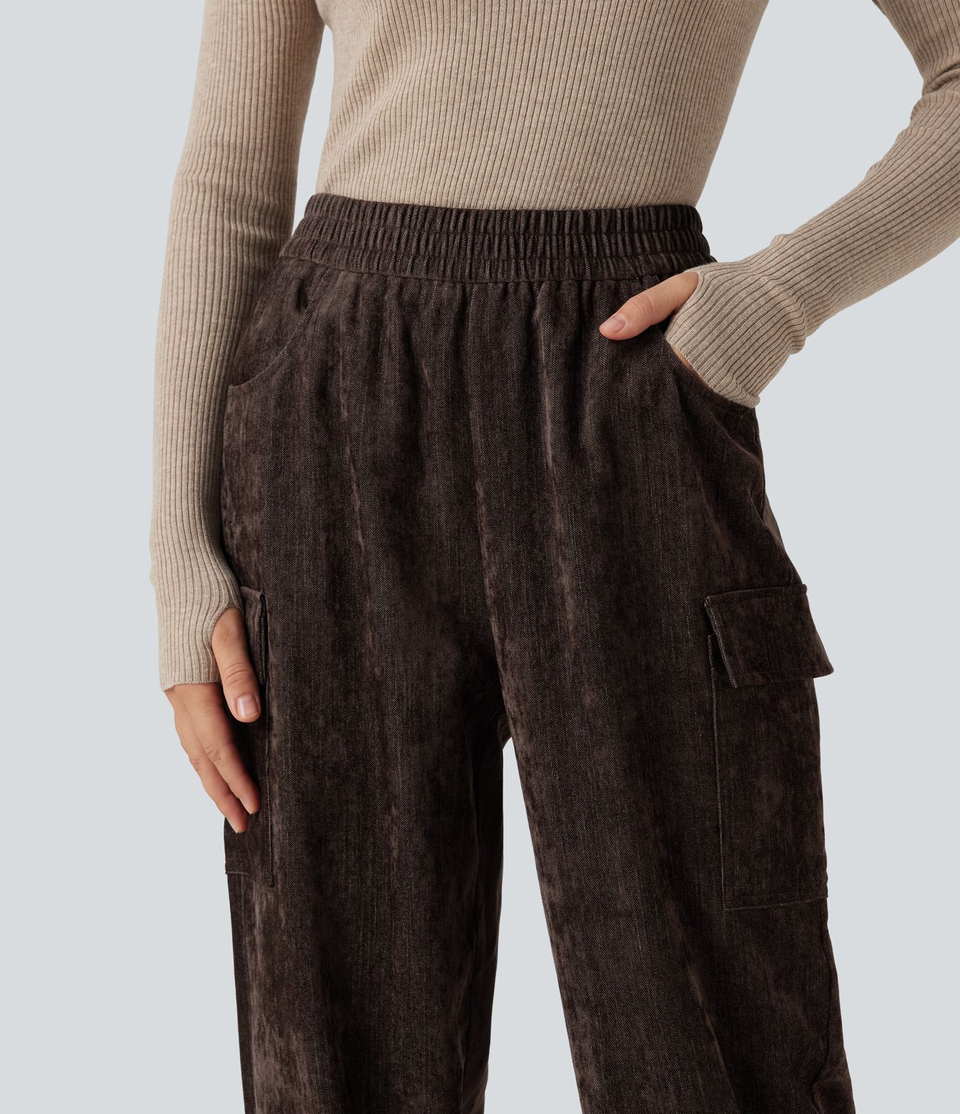 High Waisted Casual Pants with Pockets