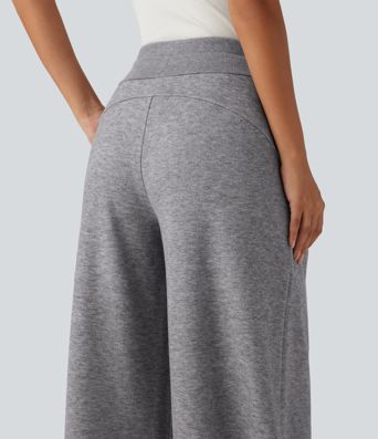 High Waisted Drawstring Wide Leg Casual Pants with Pockets High Waisted Drawstring Wide Leg Casual Pants with Pockets
