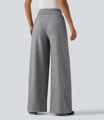 High Waisted Drawstring Wide Leg Casual Pants with Pockets High Waisted Drawstring Wide Leg Casual Pants with Pockets