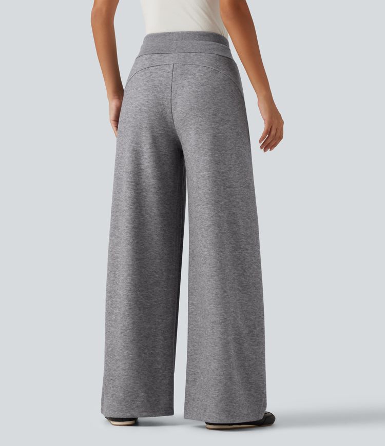 High Waisted Drawstring Wide Leg Casual Pants with Pockets High Waisted Drawstring Wide Leg Casual Pants with Pockets