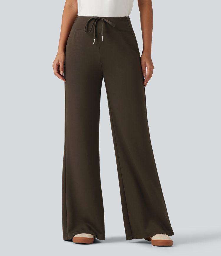 Mid Rise Drawstring Bootcut Casual Sweatpants with Pockets