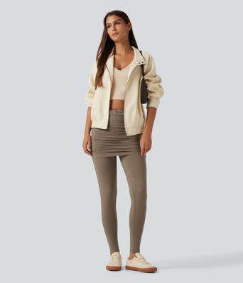 High Waisted Skinny Casual Skirted Leggings with Pocket