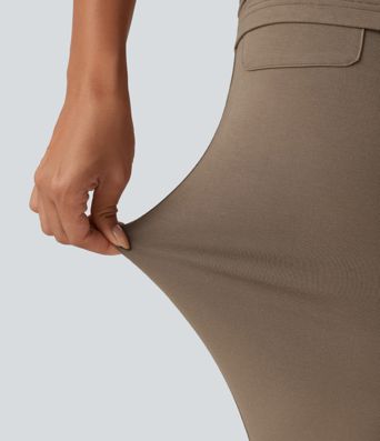 High Waisted Skinny Casual Skirted Leggings with Pocket