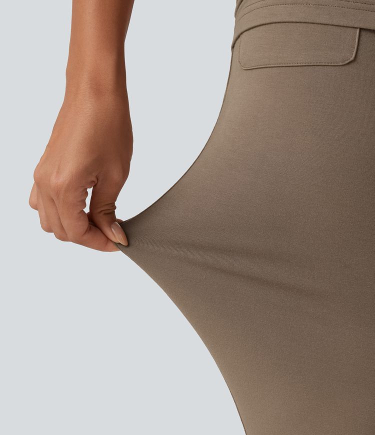 High Waisted Skinny Casual Skirted Leggings with Pocket