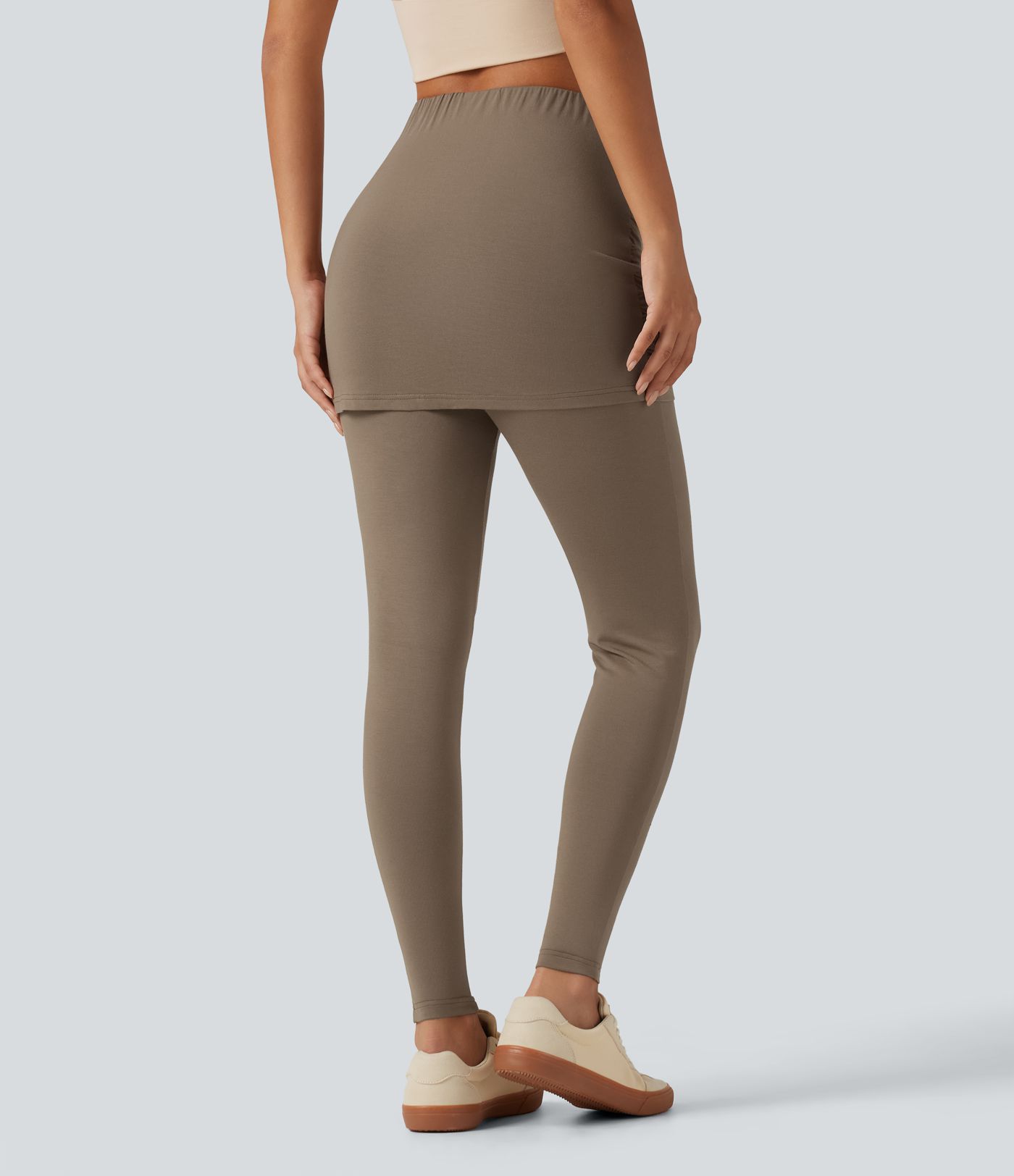 High Waisted Skinny Casual Skirted Leggings with Pocket