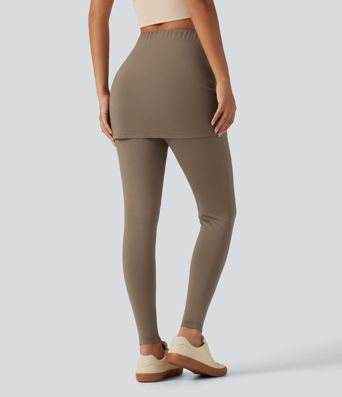 High Waisted Skinny Casual Skirted Leggings with Pocket