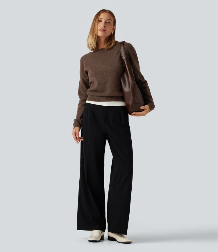 Boat Neck Long Sleeve Casual Sweater