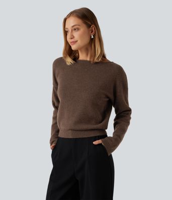 Boat Neck Long Sleeve Casual Sweater