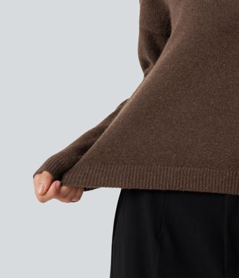 Boat Neck Long Sleeve Casual Sweater