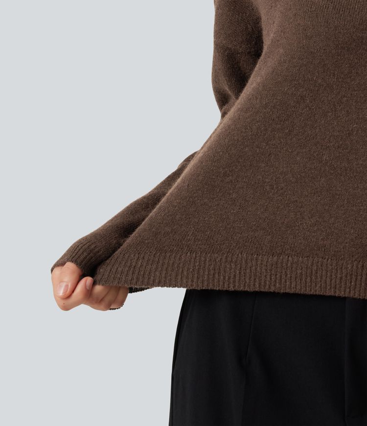 Boat Neck Long Sleeve Casual Sweater