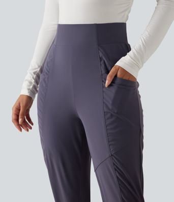 High Waisted Ruched Tapered Quick Dry Running Pants with Pockets High Waisted Ruched Tapered Quick Dry Running Pants with Pockets