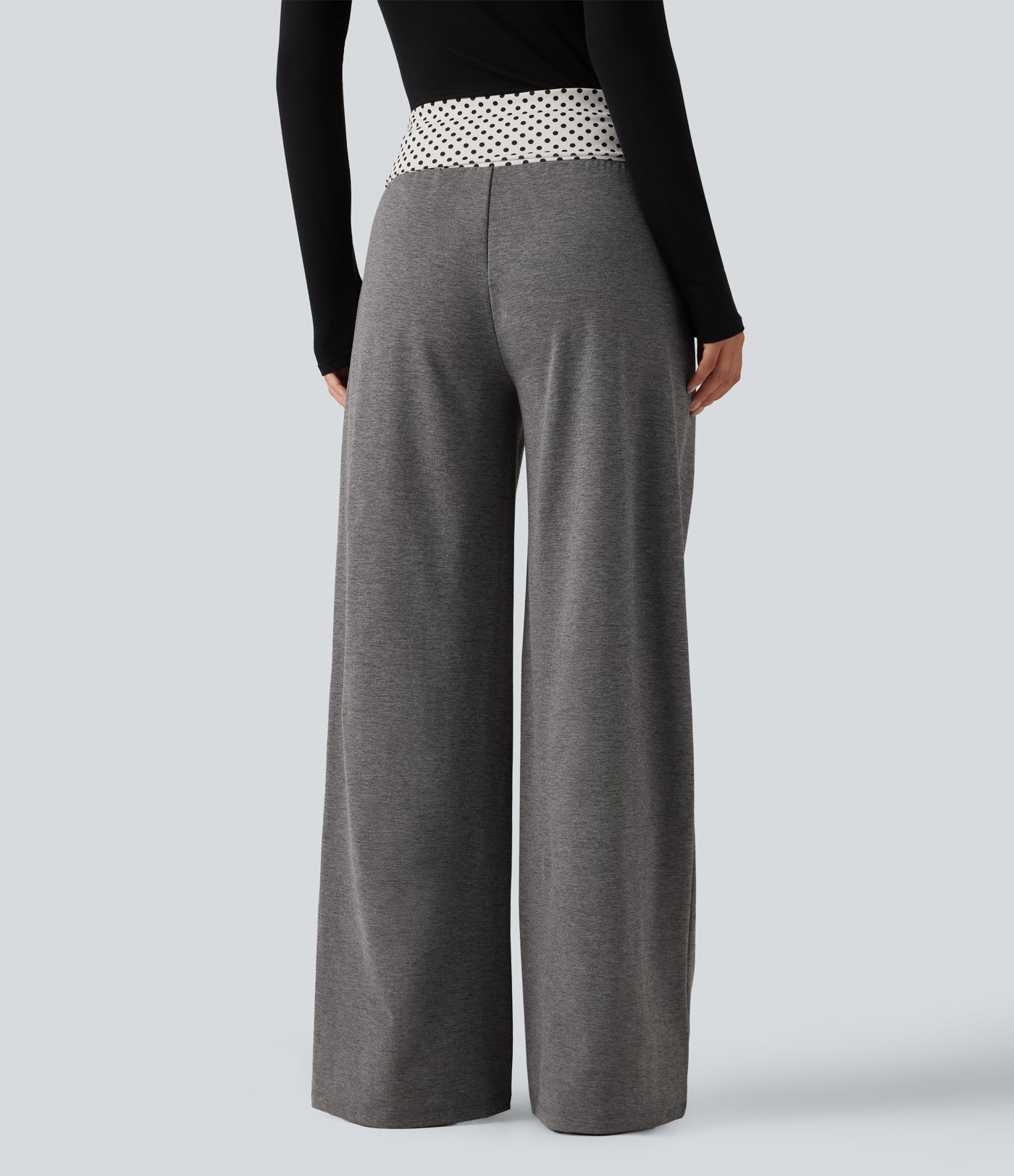 Mid Rise Drawstring Straight Leg Polka Dot Quick Dry Casual Sweatpants with Pockets