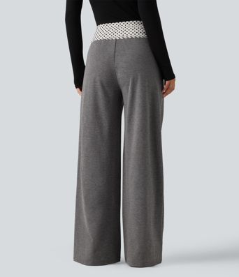 Mid Rise Drawstring Straight Leg Polka Dot Quick Dry Casual Sweatpants with Pockets