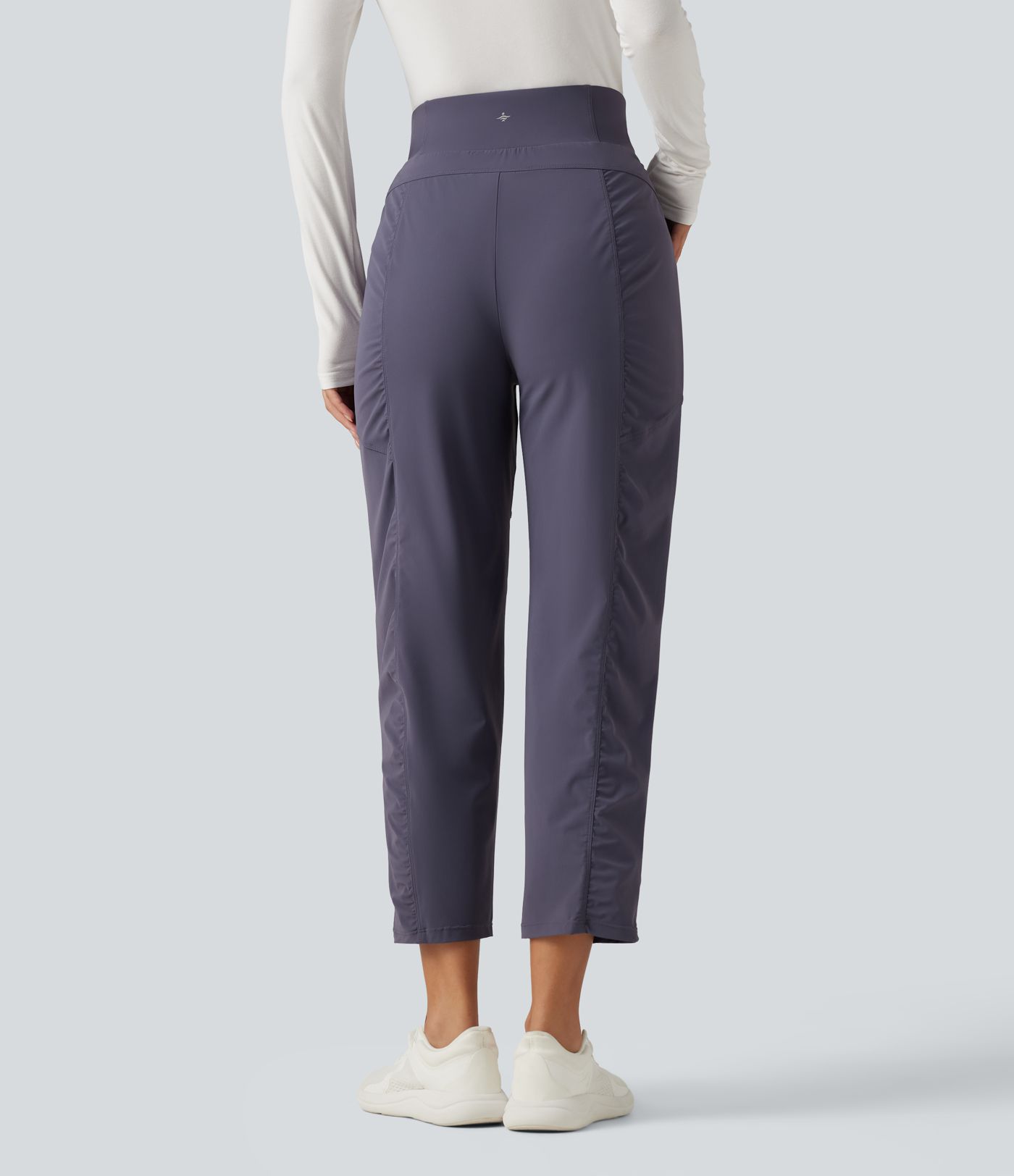 High Waisted Ruched Tapered Quick Dry Running Pants with Pockets High Waisted Ruched Tapered Quick Dry Running Pants with Pockets