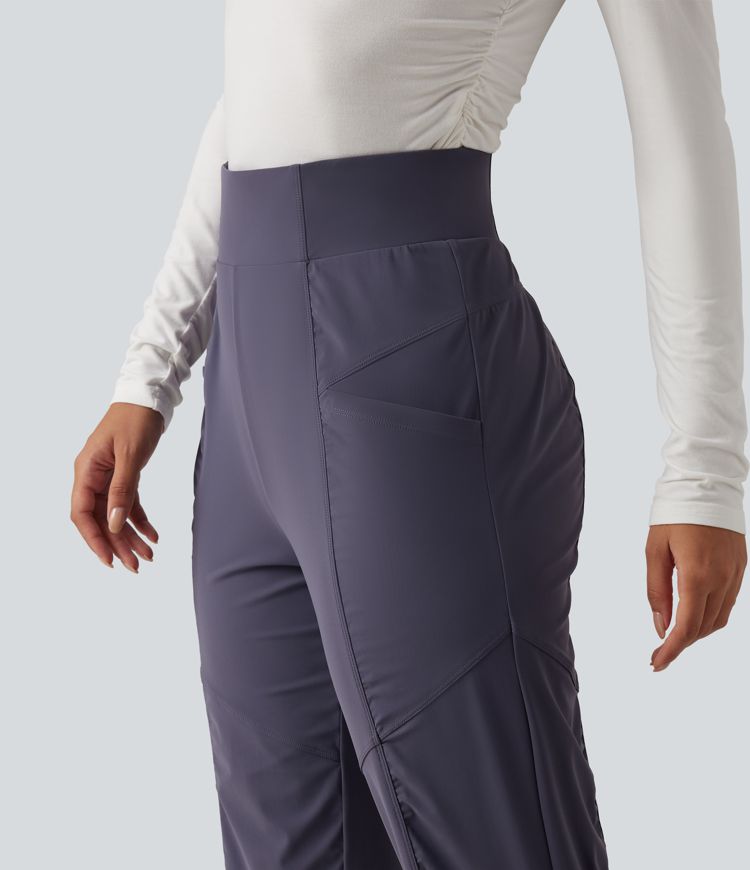 High Waisted Ruched Tapered Quick Dry Running Pants with Pockets High Waisted Ruched Tapered Quick Dry Running Pants with Pockets