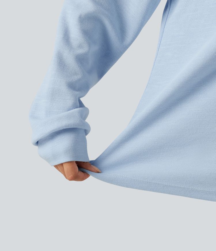 Boat Neck Raglan Long Sleeve Built-in Bra Casual Cotton Sweatshirt