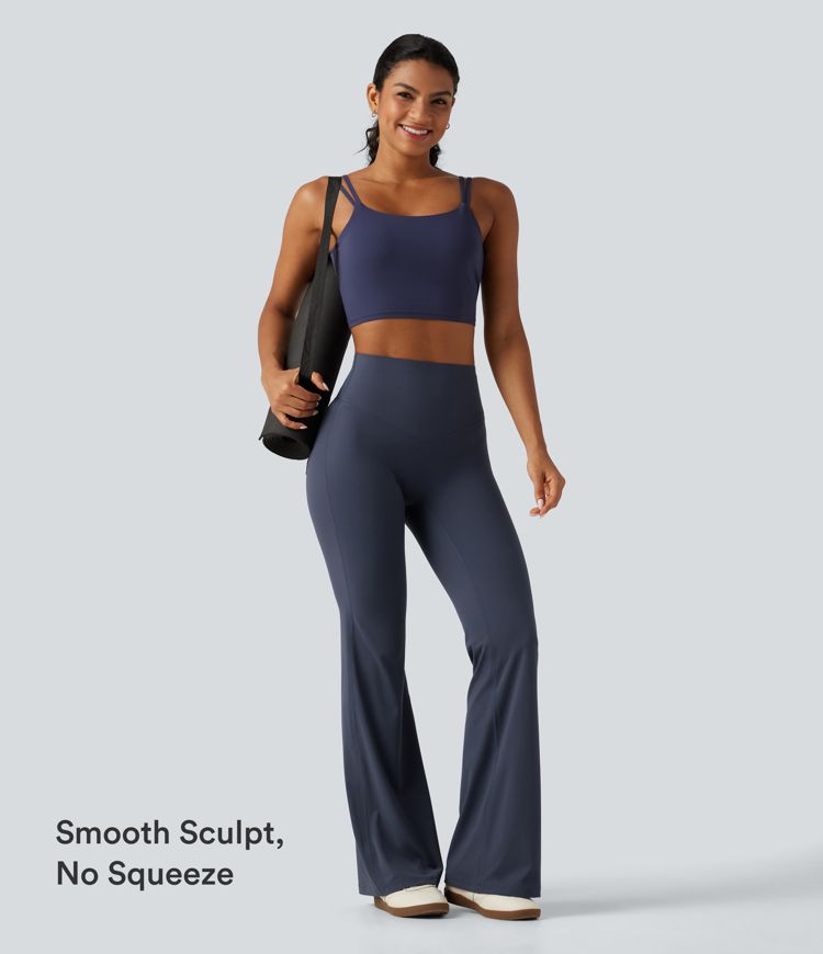 Halara UltraSculpt™ High Waisted Tummy Control Ruched Flare Yoga Leggings with Pockets