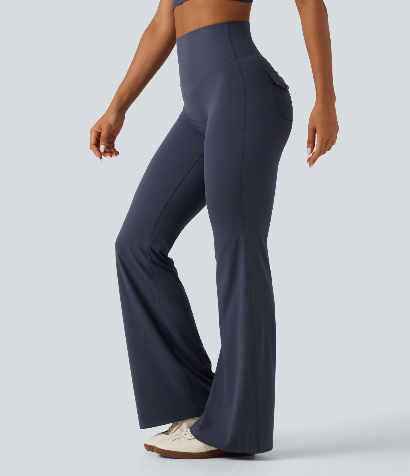 Halara UltraSculpt™ High Waisted Tummy Control Ruched Flare Yoga Leggings with Pockets