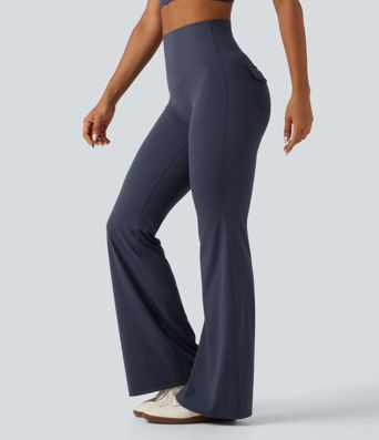 Halara UltraSculpt™ High Waisted Tummy Control Ruched Flare Yoga Leggings with Pockets