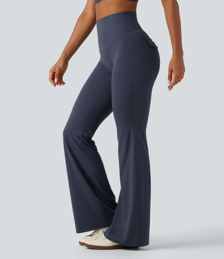 Halara UltraSculpt™ High Waisted Tummy Control Ruched Flare Yoga Leggings with Pockets