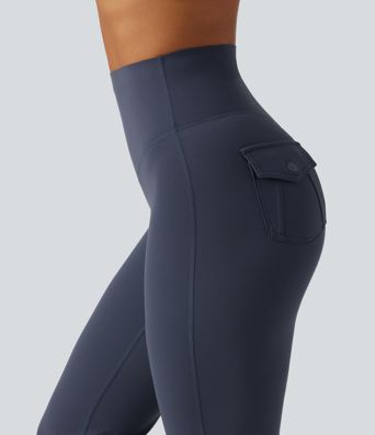 Halara UltraSculpt™ High Waisted Tummy Control Ruched Flare Yoga Leggings with Pockets