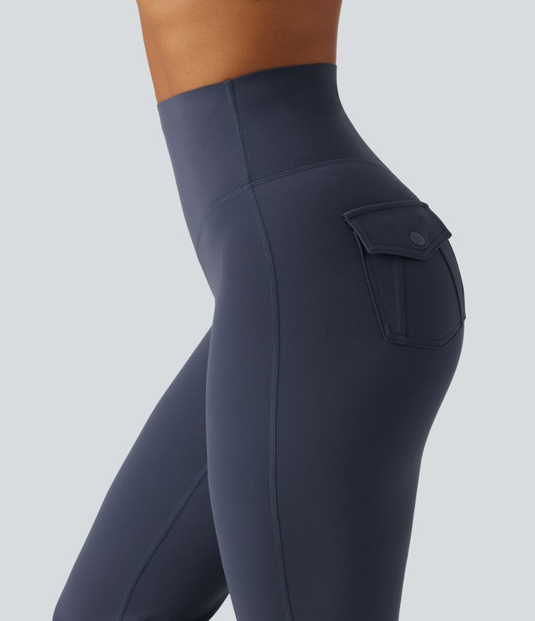 Halara UltraSculpt™ High Waisted Tummy Control Ruched Flare Yoga Leggings with Pockets