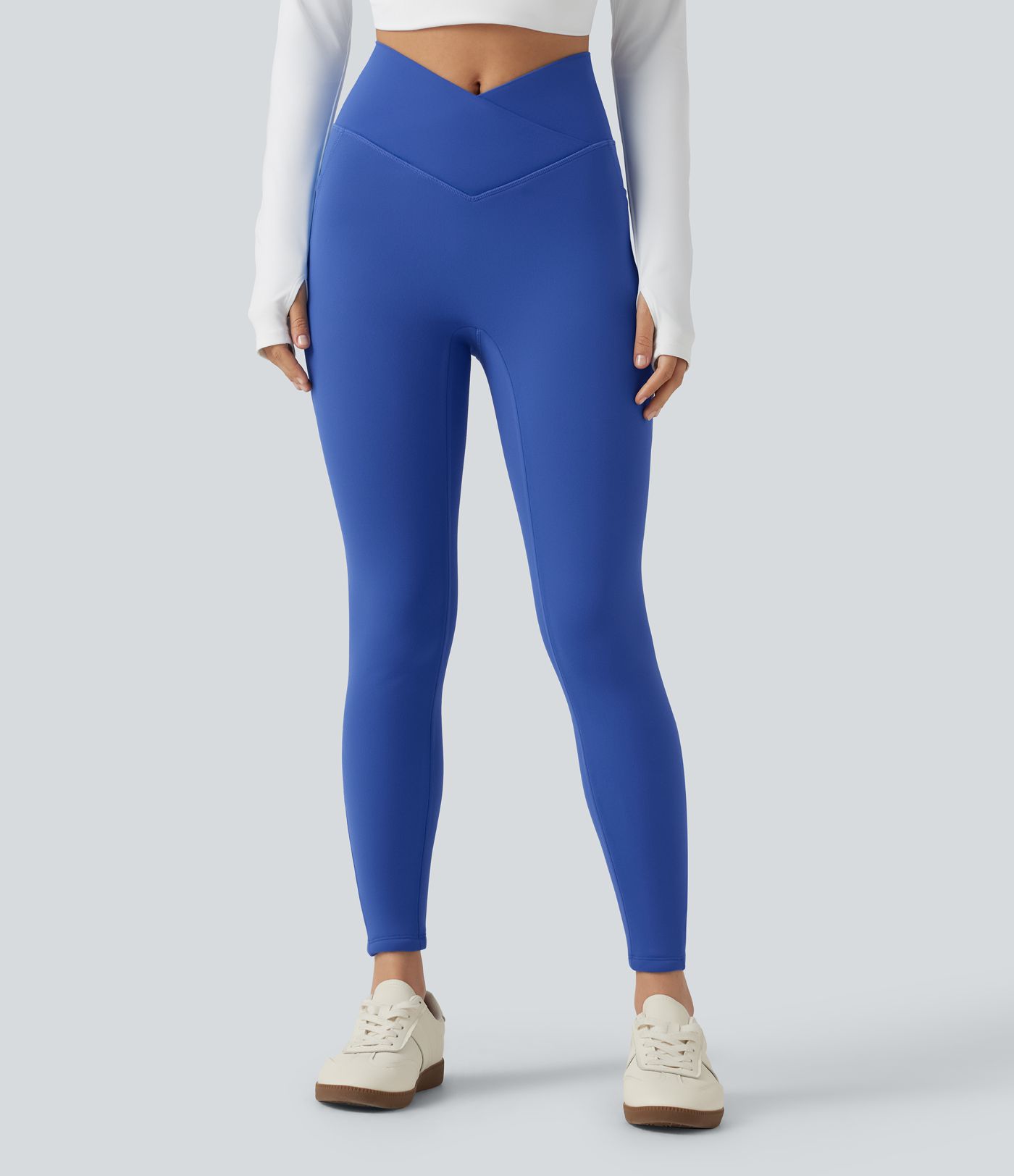 SoftlyZero™ High Waisted Crossover Fleece Yoga Leggings with Pockets